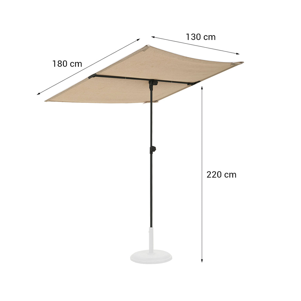 Sombrilla Rectangular Ajustable Protección UV 180x130 cm Beige