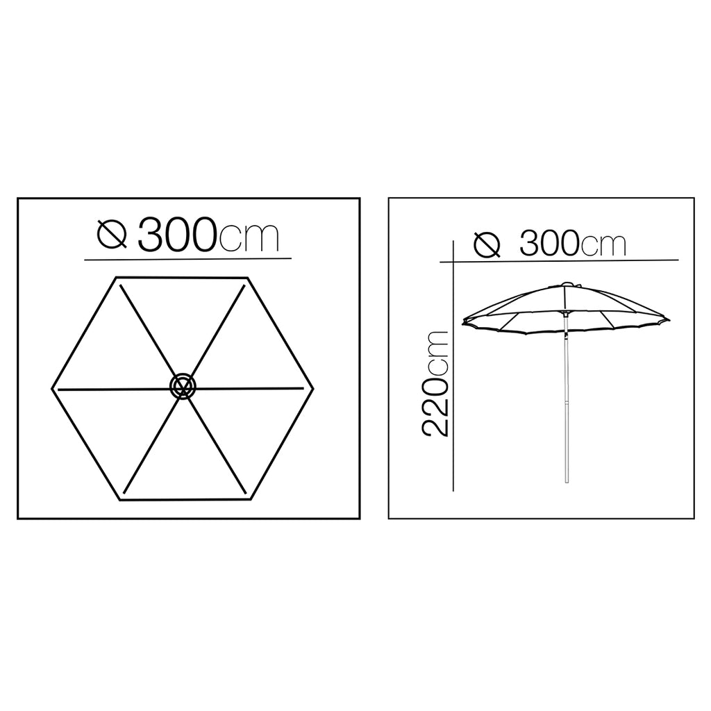 Sombrilla Inclinable Push UP Resistente UV 300x220 cm Beige