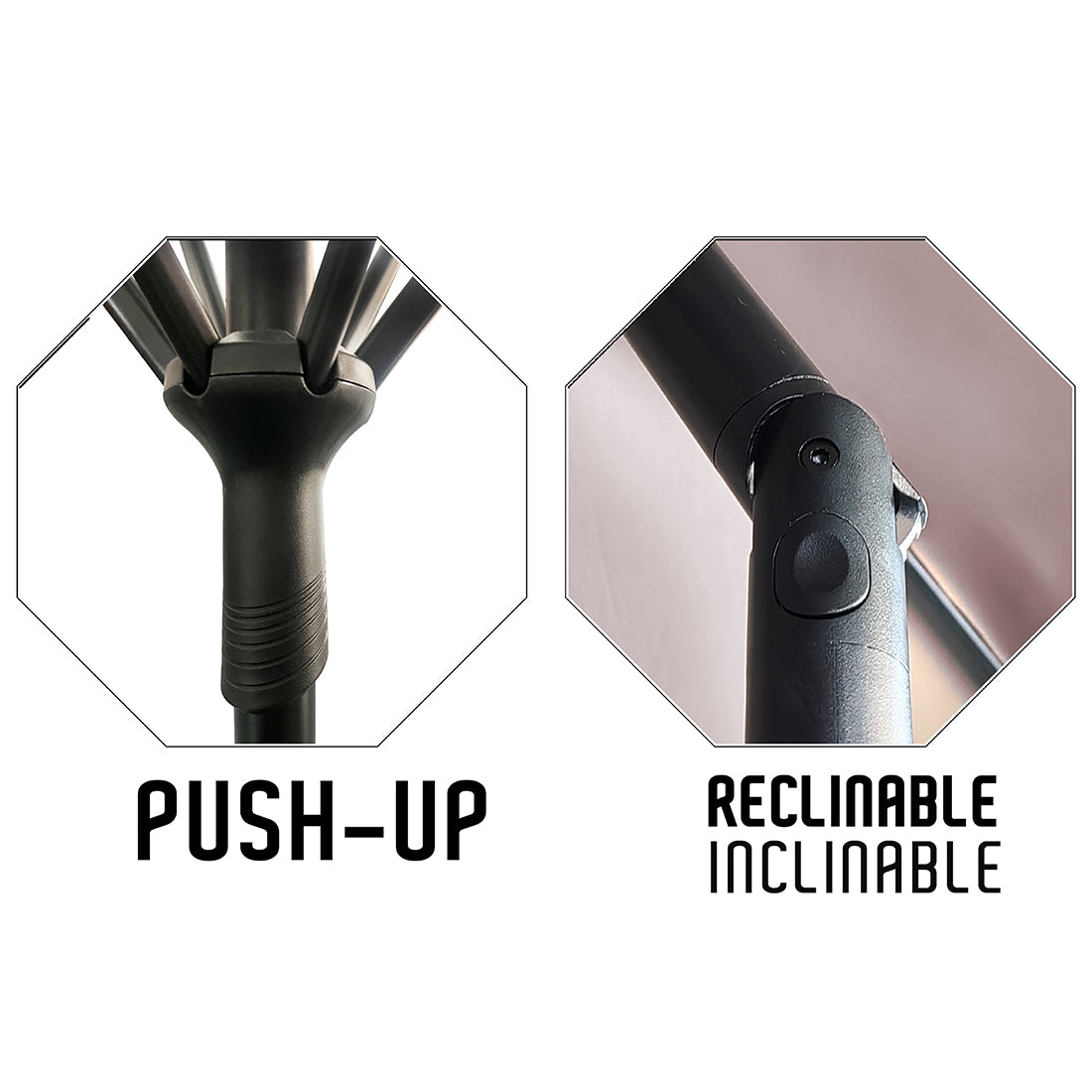 Sombrilla Inclinable Push UP Resistente UV 300x220 cm Topo