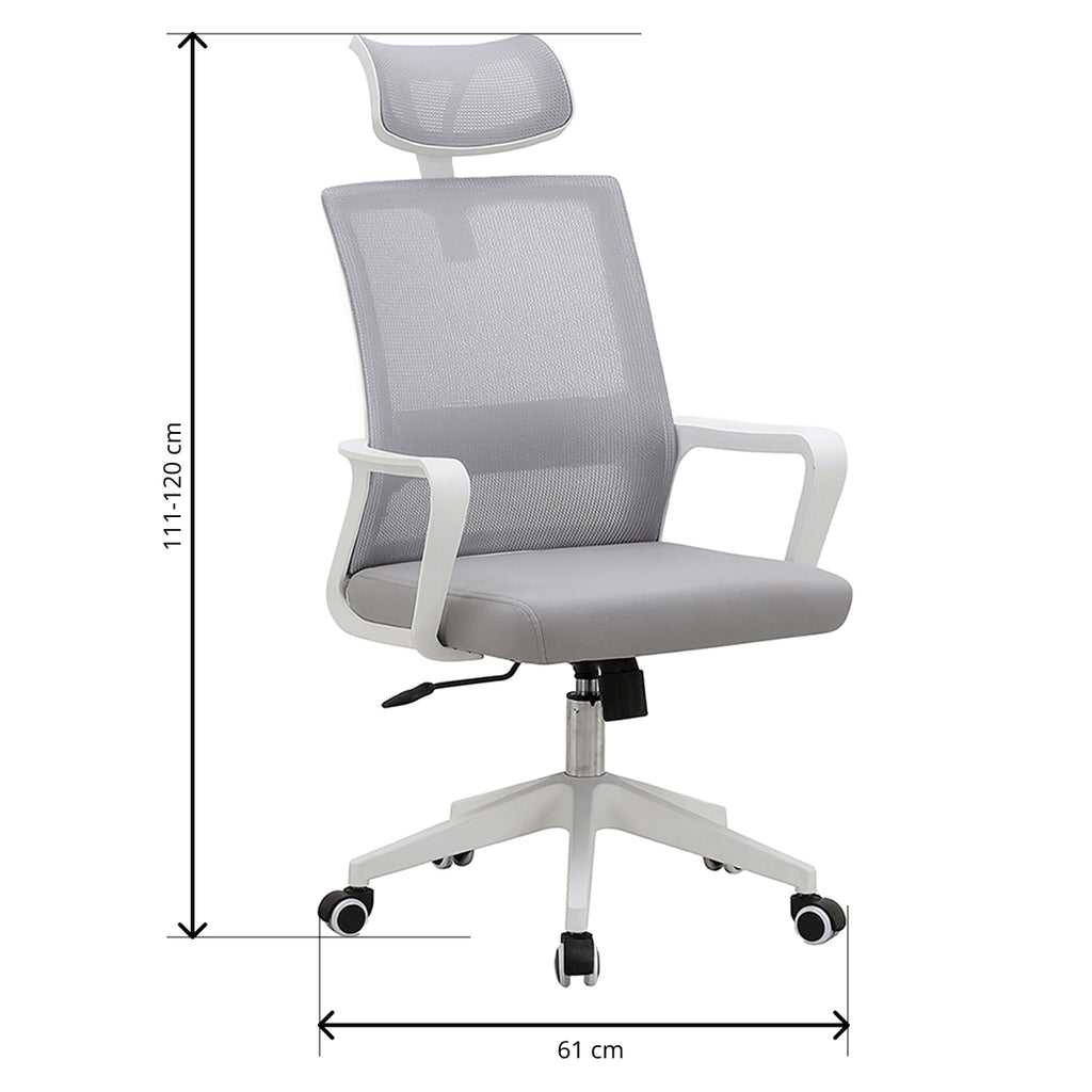 Silla de Oficina 111/120x61 cm Blanco-Gris