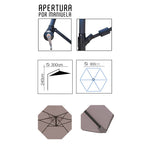 Sombrilla 3M con Base y Forro Anti UV Topo