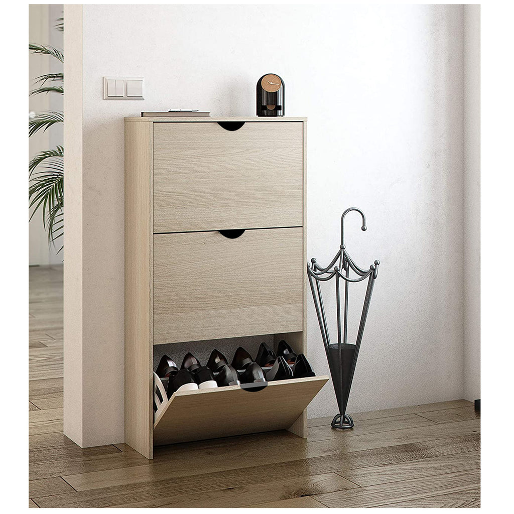 Zapatero de Madera con 3 Niveles Natural