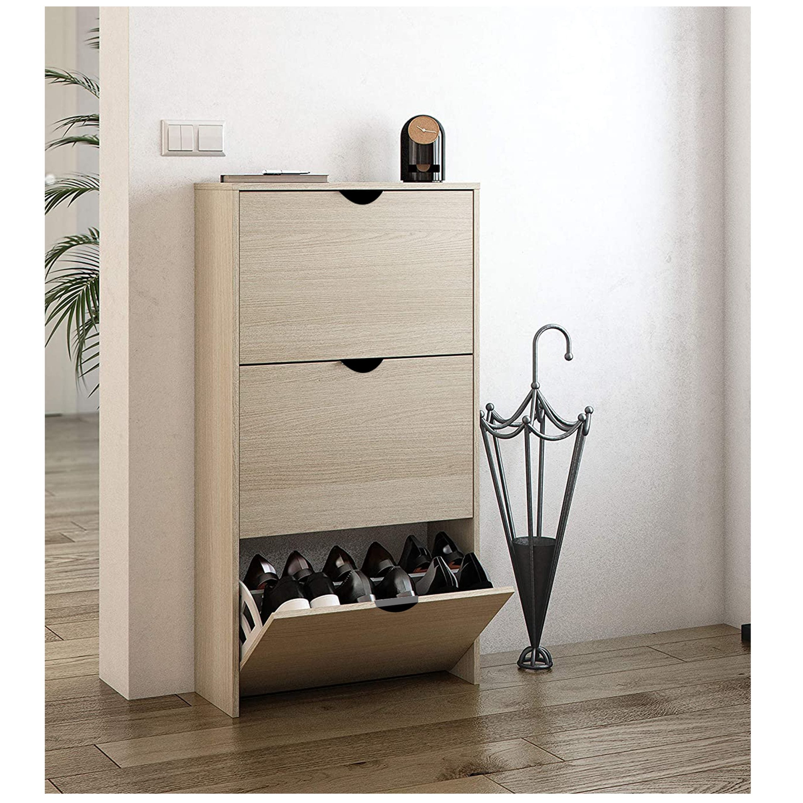 Zapatero de Madera con 3 Niveles Natural