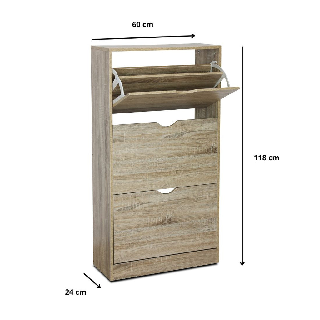 Zapatero de Madera con 3 Niveles Natural