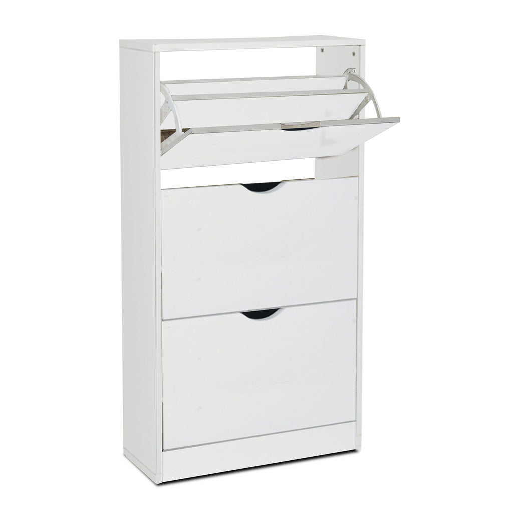 Zapatero de Madera con 3 Niveles Blanco