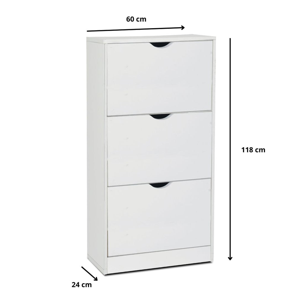 Zapatero de Madera con 3 Niveles Blanco