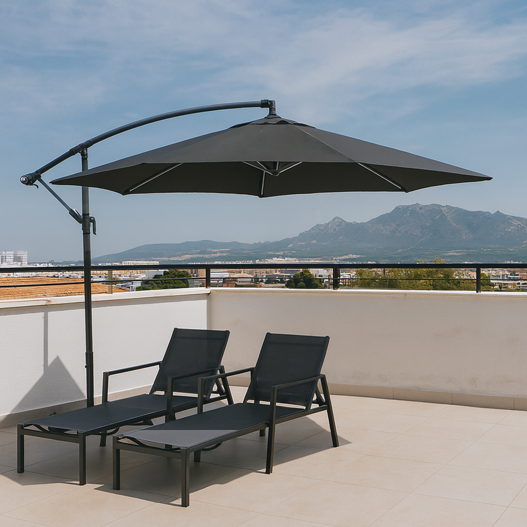 Sombrilla 3M con Base y Forro Anti UV Antracita