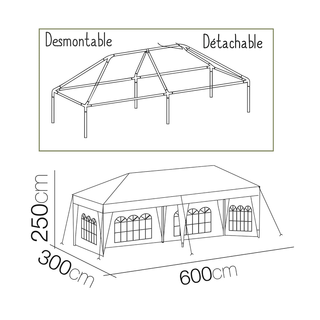 Cenador Blanco Resistente UV 3x6M