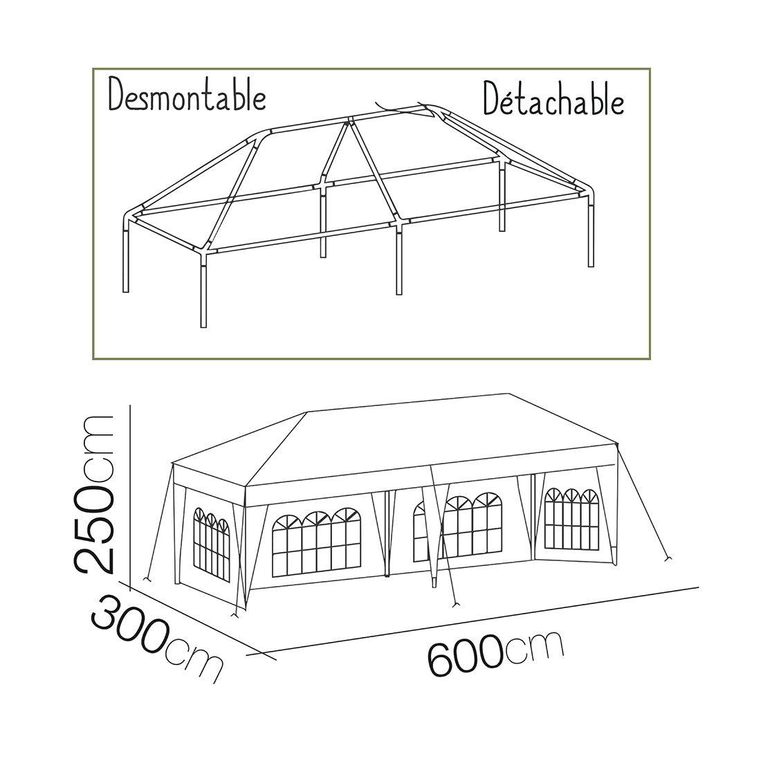 Cenador Blanco Resistente UV 3x6M