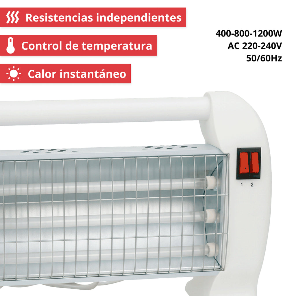 Calefactor Eléctrico Halógeno con 3 Barras