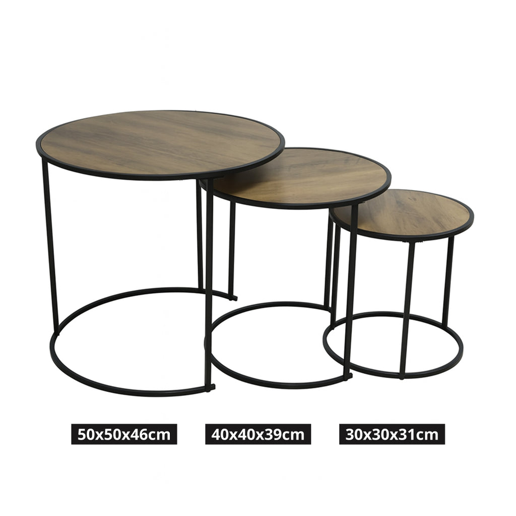 Set 3 Mesas Auxiliares Nido Marrón