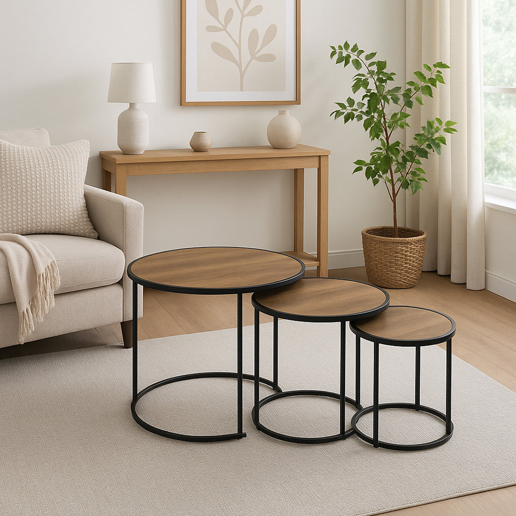 Set 3 Mesas Auxiliares Nido Marrón
