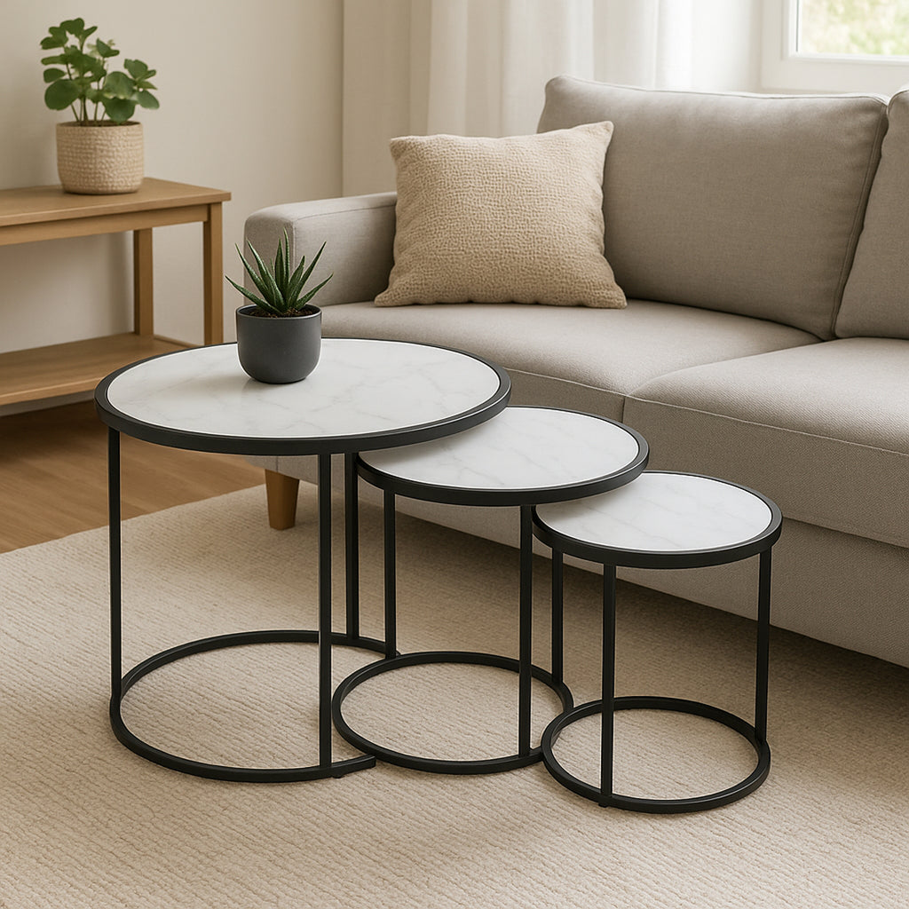 Set 3 Mesas Auxiliares Nido Blanco