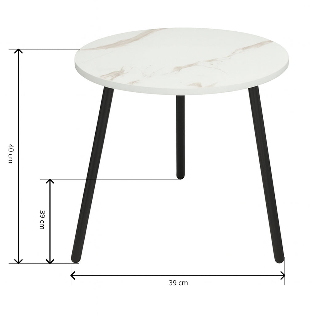 Mesa Auxiliar Redonda 39 cm Marmoleado