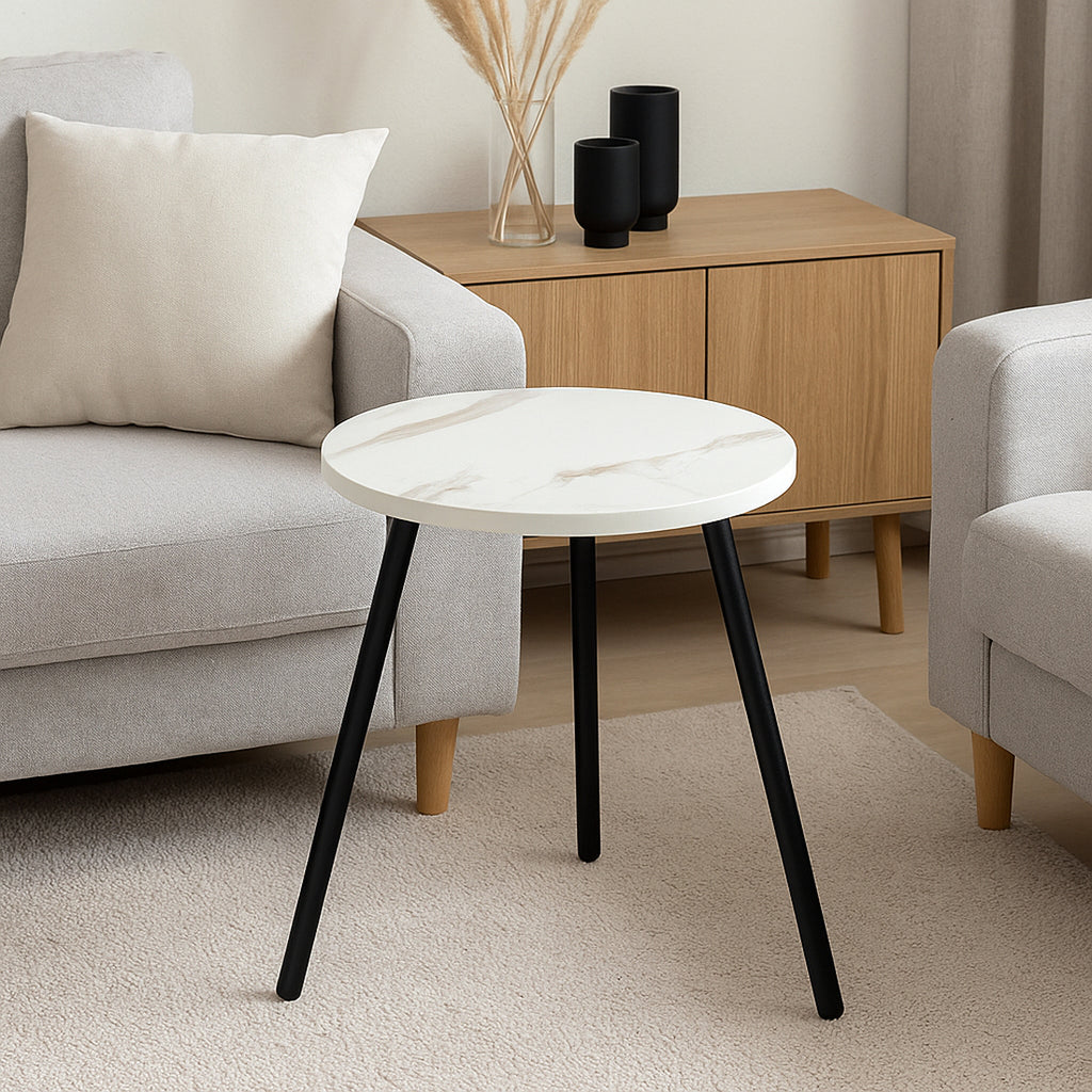 Mesa Auxiliar Redonda 39 cm Marmoleado