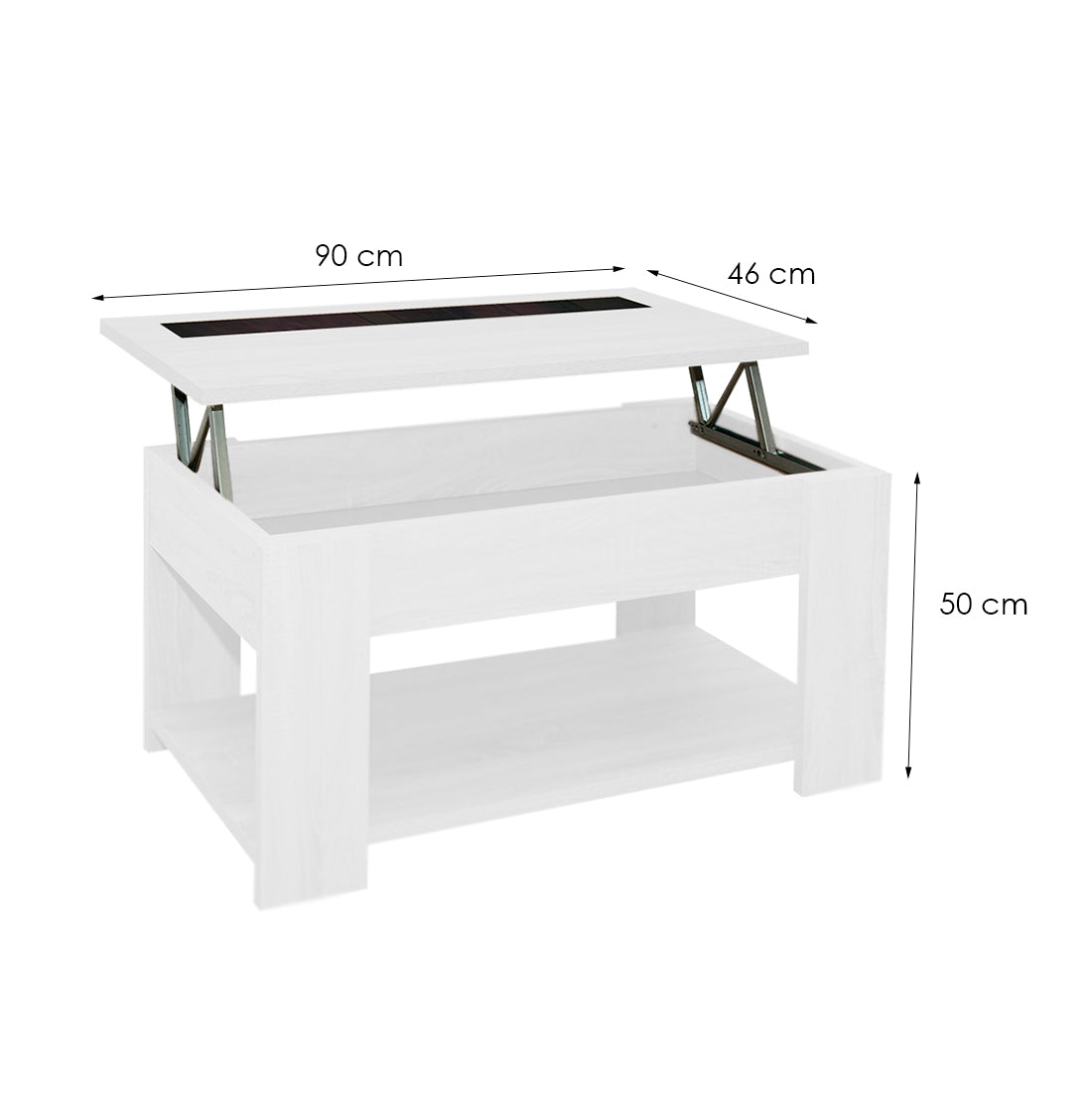 Mesa de Centro Elevable Agueda Blanco 46x90x50 cm