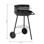 Barbacoa de Carbón con Ruedas y Parrilla Redonda de 42 cm