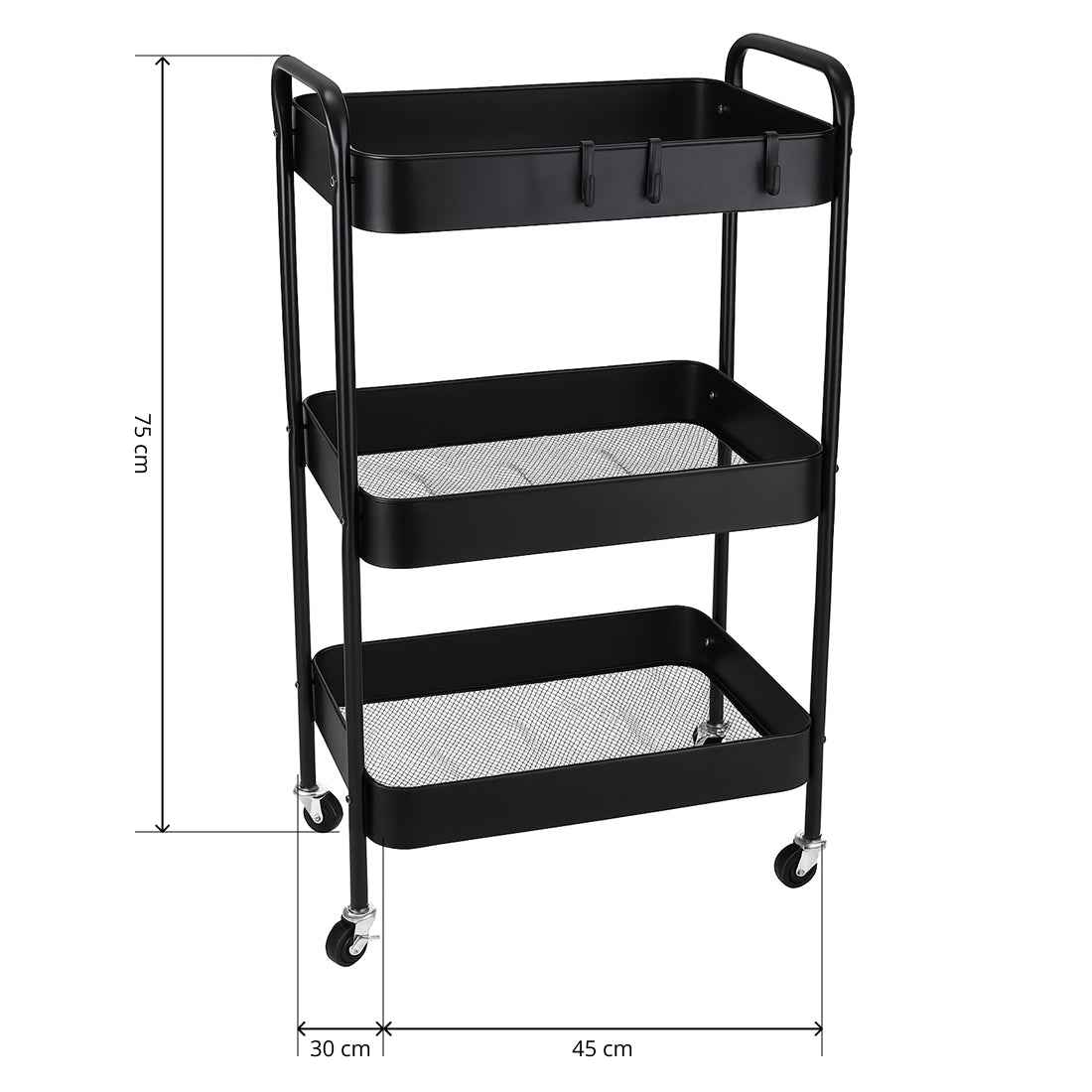Camarera Auxiliar para Almacenamiento 3 Niveles Negro