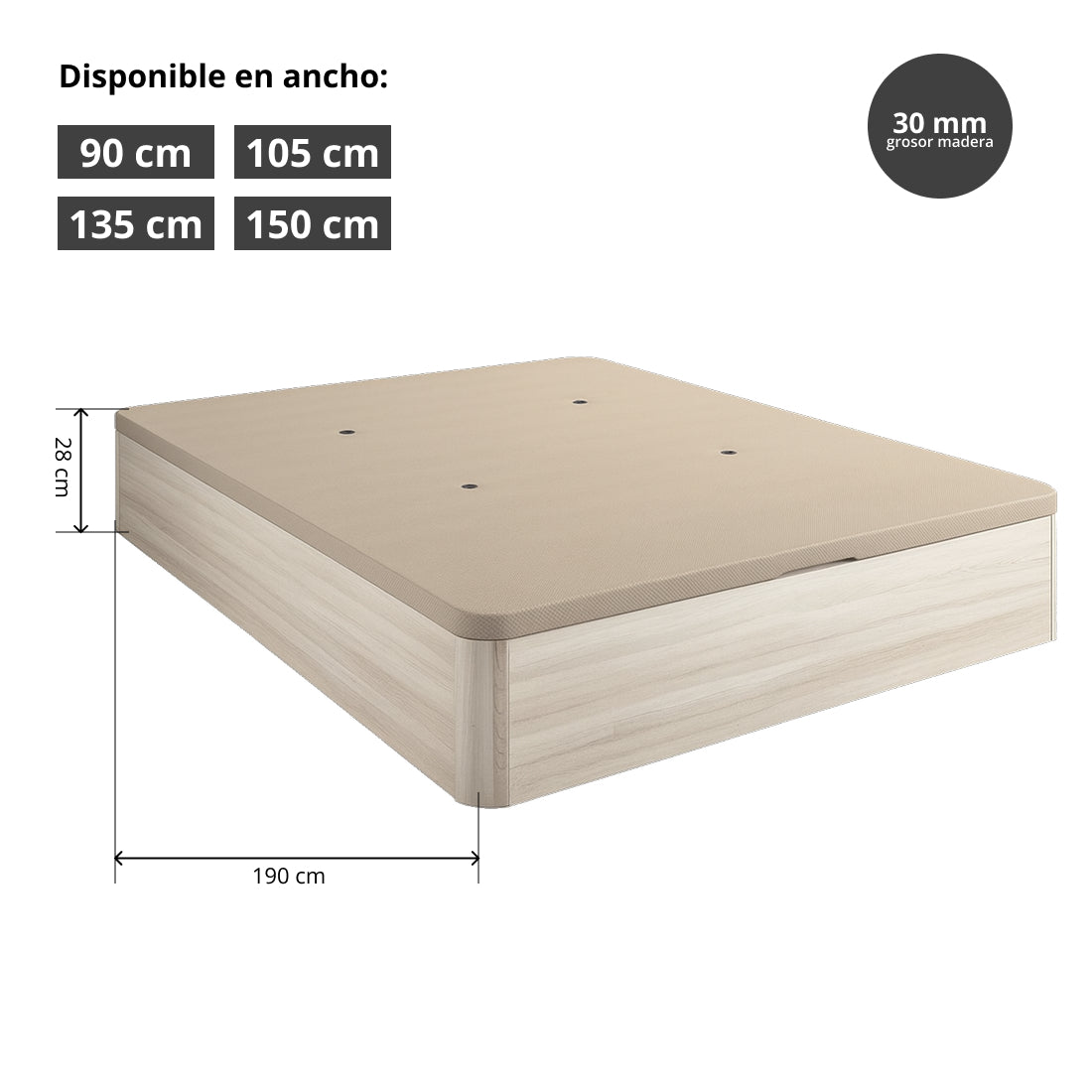 Cama Canapé para Dormitorio con Almacenaje Sil Ártico
