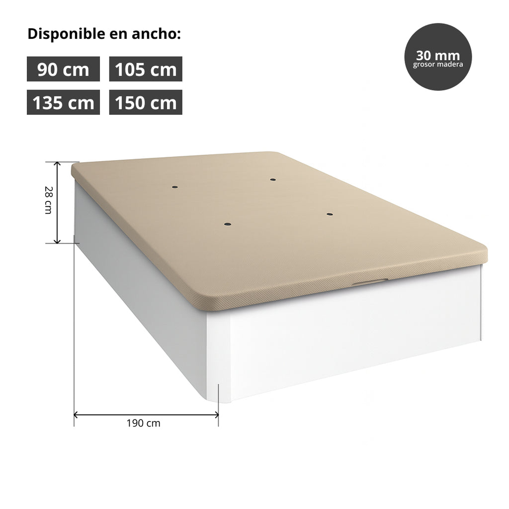 Cama Canapé para Dormitorio con Almacenaje Sil Blanco