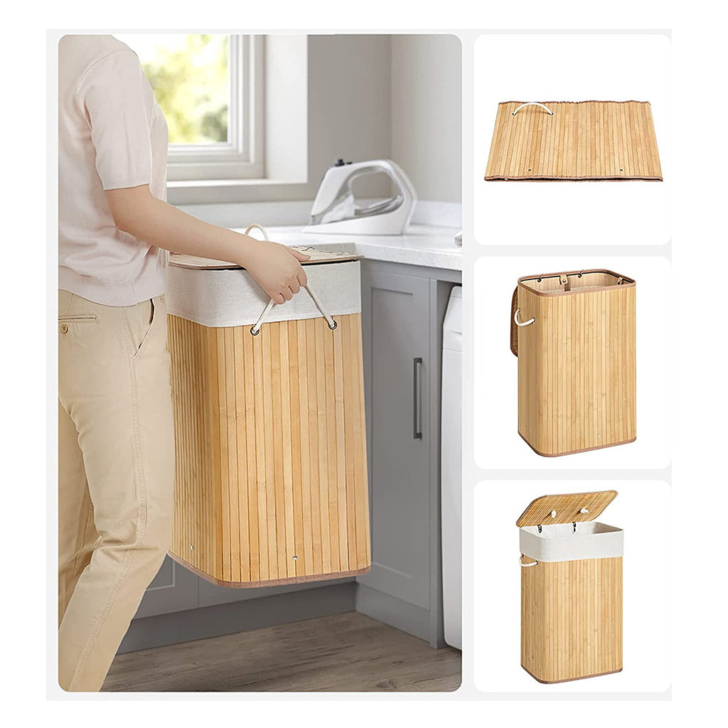Cesto para la Colada de Bambú Plegable 40x30x60 cm