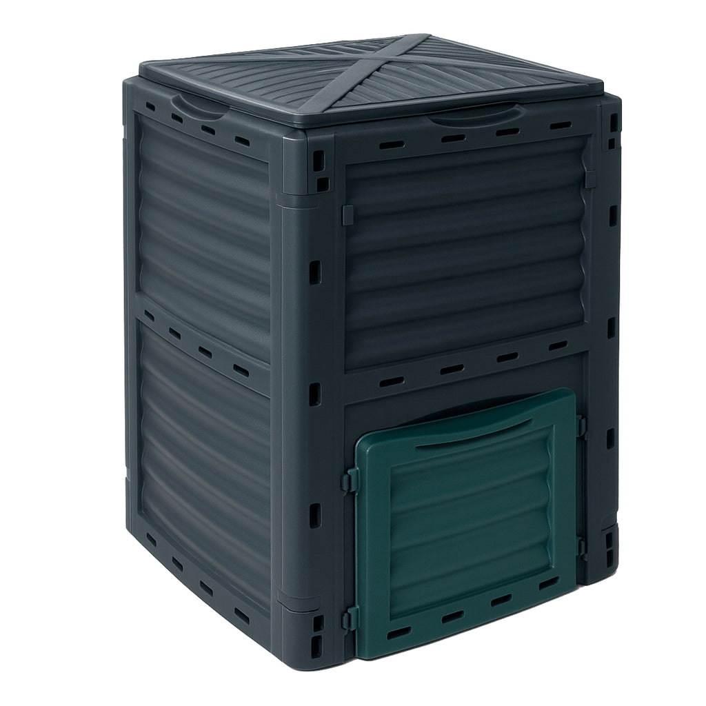 Compostador de Jardín 300L con Tapa Abatible y Ventilación
