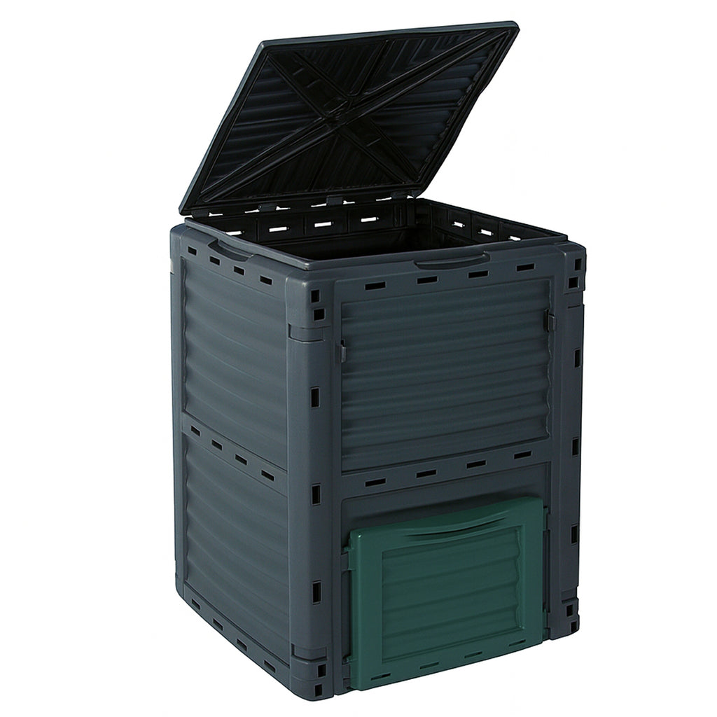 Compostador de Jardín 300L con Tapa Abatible y Ventilación