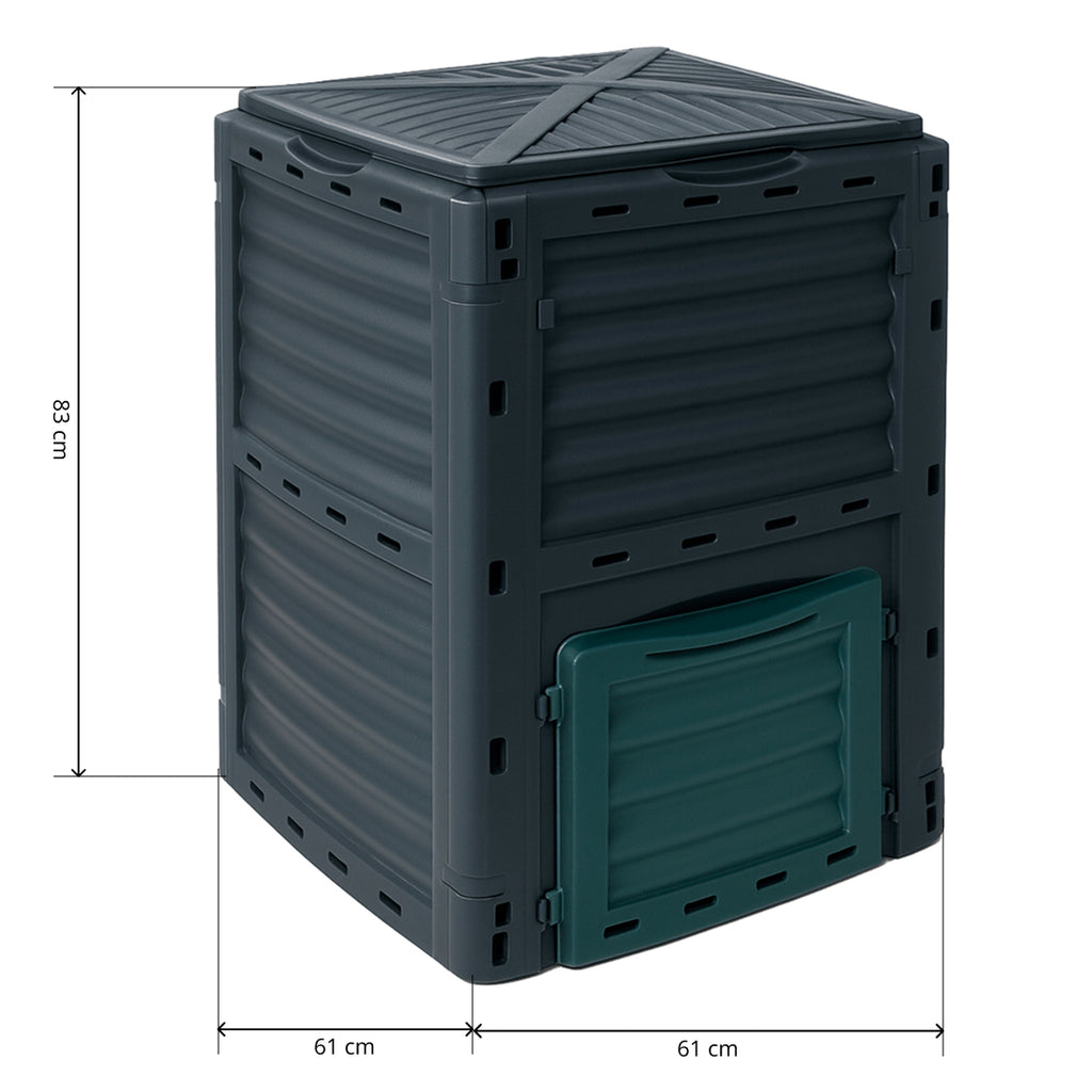 Compostador de Jardín 300L con Tapa Abatible y Ventilación