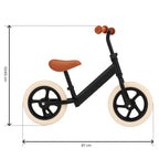 Bicicleta de Equilibrio Infantil sin Pedales Negra
