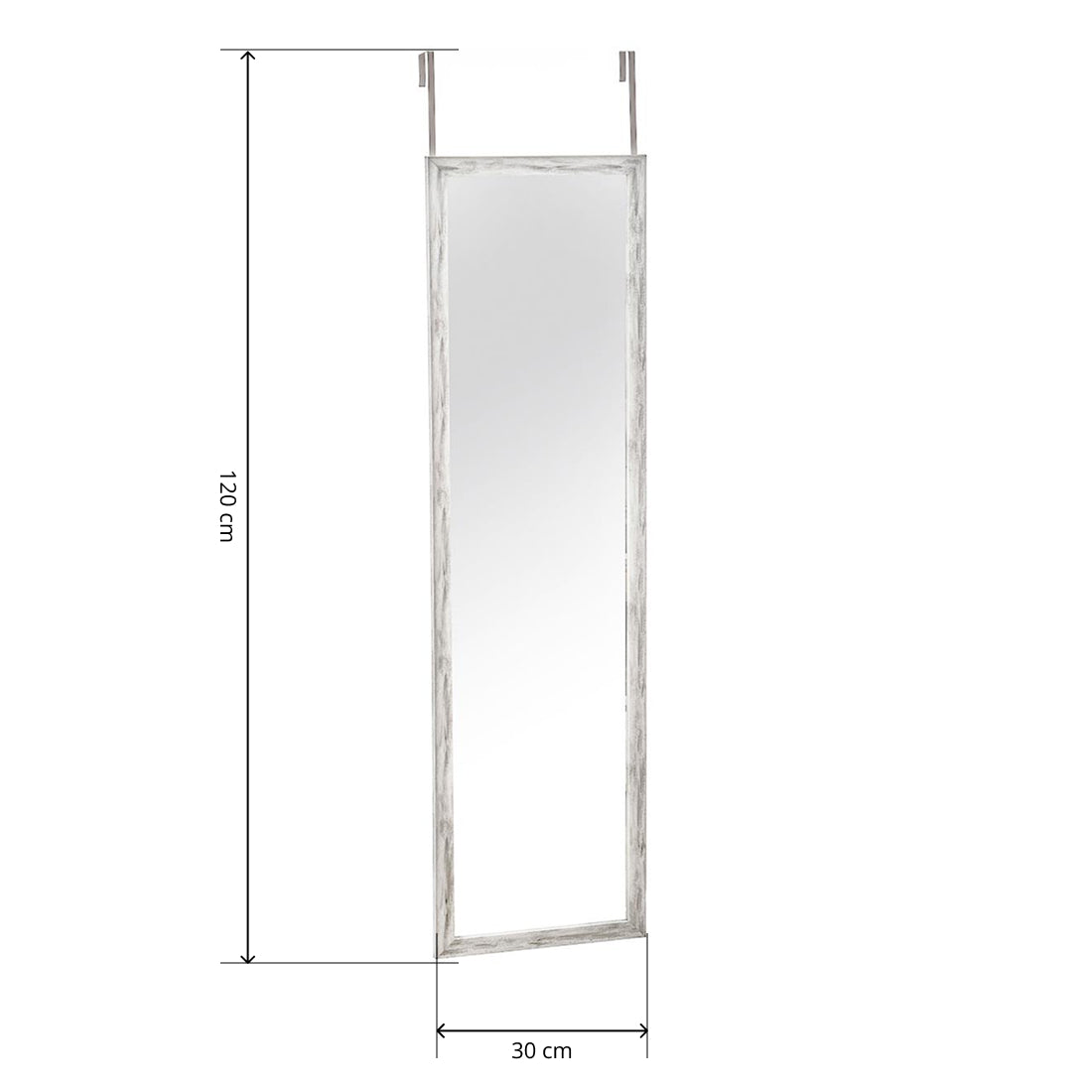 Espejo Colgante de Puerta Rectangular 120×30 cm Gris