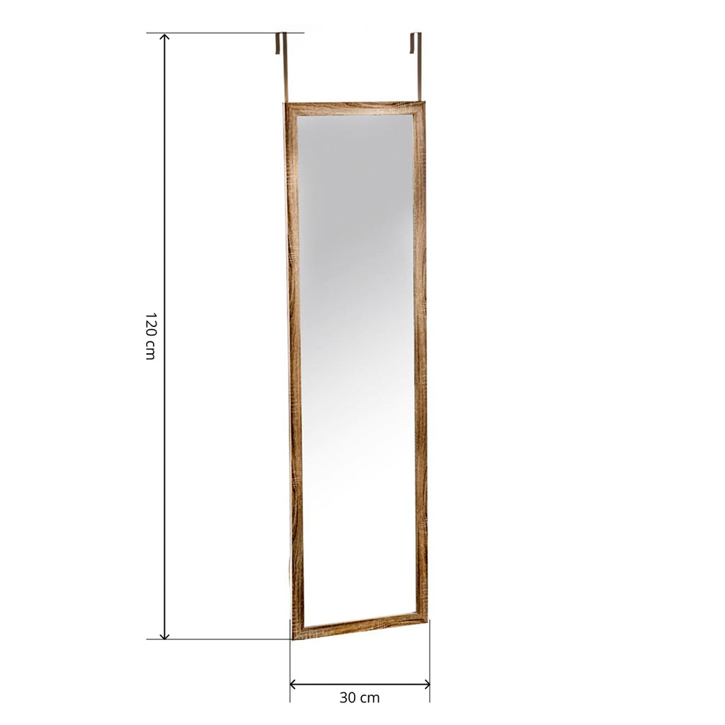 Espejo Colgante de Puerta Rectangular 120×30 cm Marrón