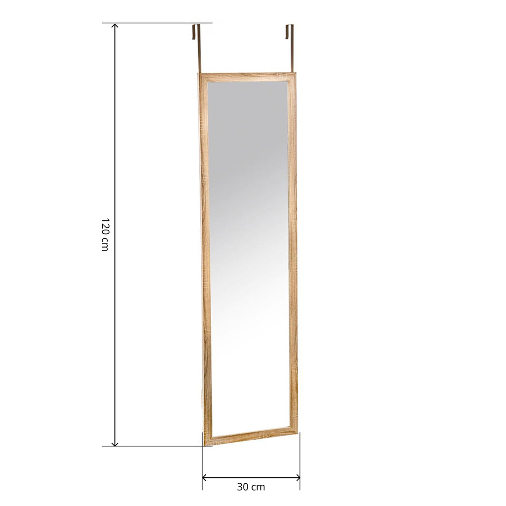 Espejo Colgante de Puerta Rectangular 120×30 cm Natural