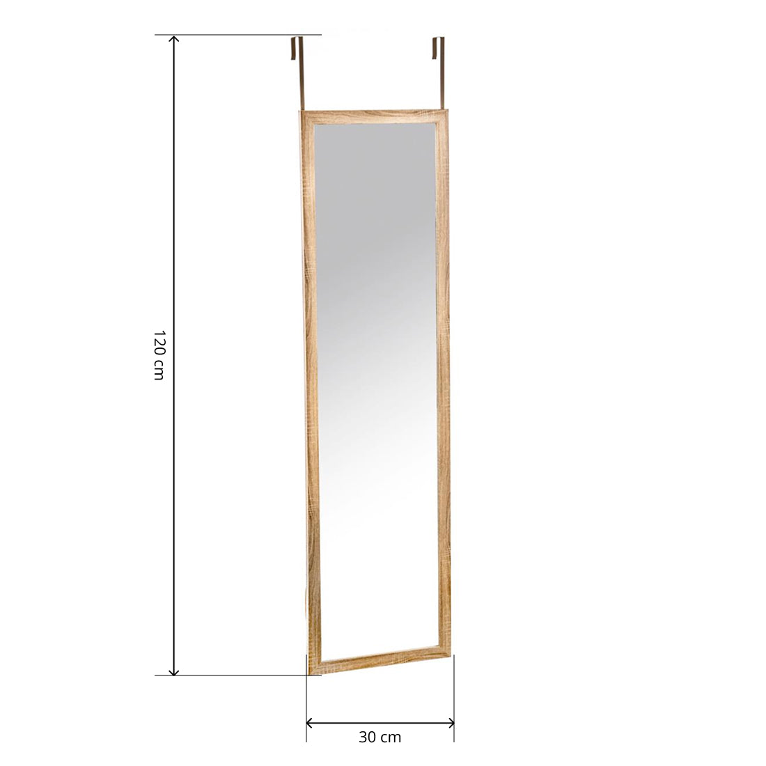 Espejo Colgante de Puerta Rectangular 120×30 cm Natural