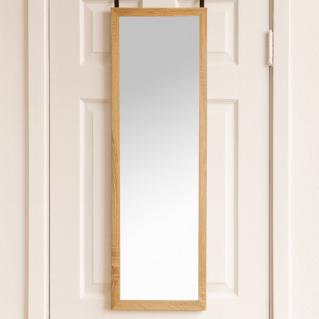 Espejo Colgante de Puerta Rectangular 120×30 cm Natural