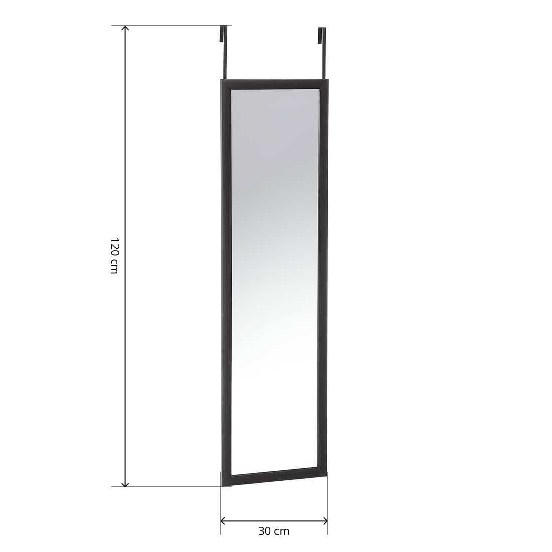Espejo Colgante de Puerta Rectangular 120×30 cm Negro