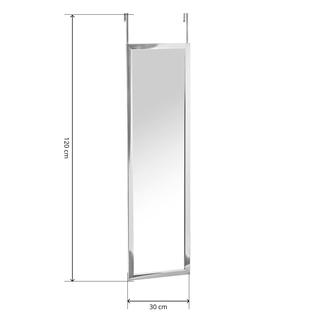 Espejo Colgante de Puerta Rectangular 120×30 cm Plateado