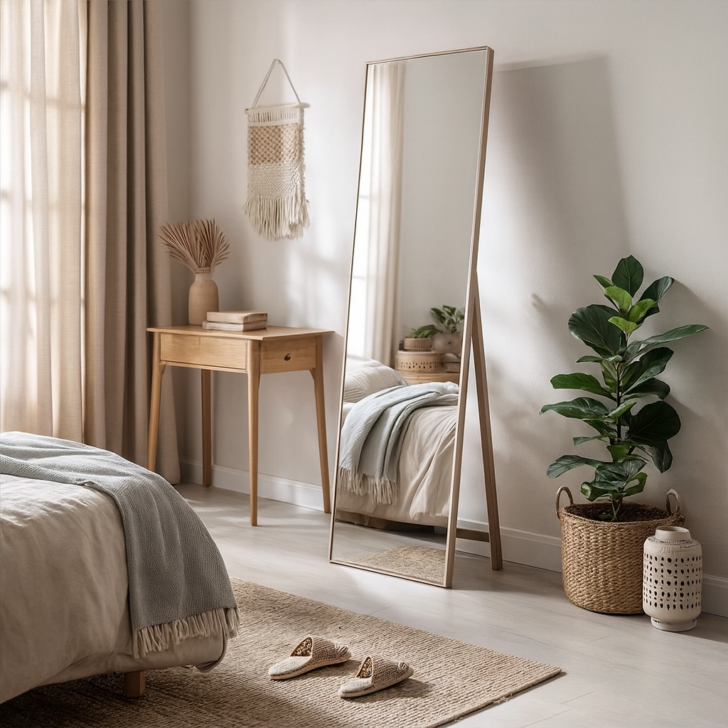 Espejo de Pie de Madera Bali Natural 40x150x2,9 cm