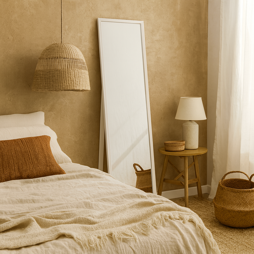 Espejo de Pie de Madera Blanco 120x30 cm