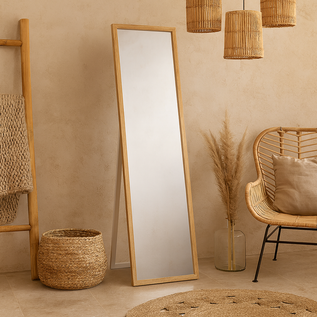 Espejo de Pie de Madera Natural 120x30 cm