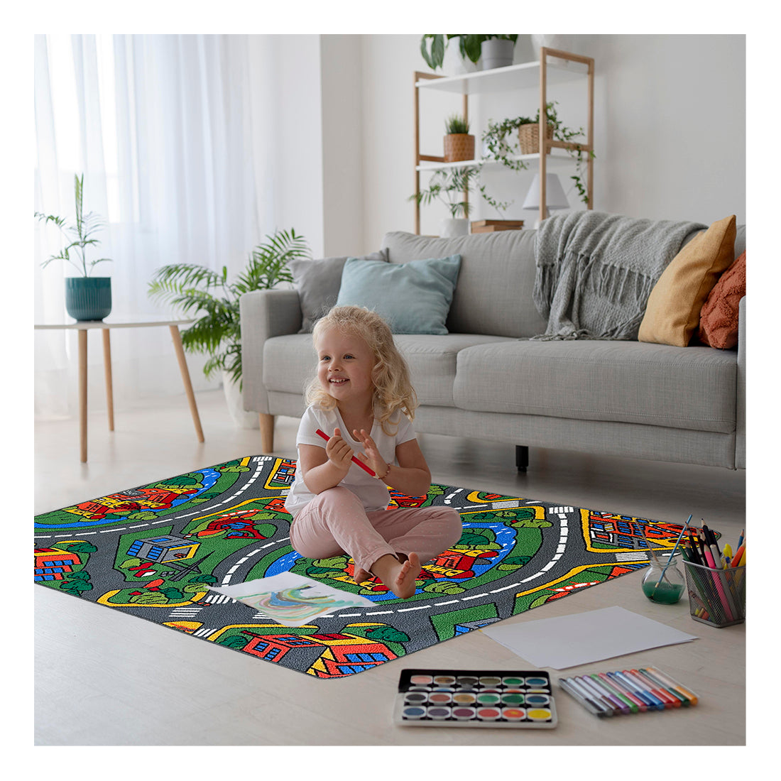 Alfombra Infantil Ciudad Carretera, Modelo A