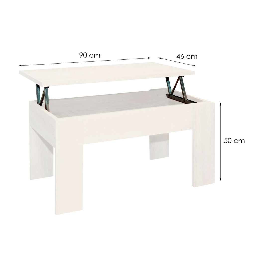 Mesa de Centro Elevable Gala Blanco 46x90x50 cm
