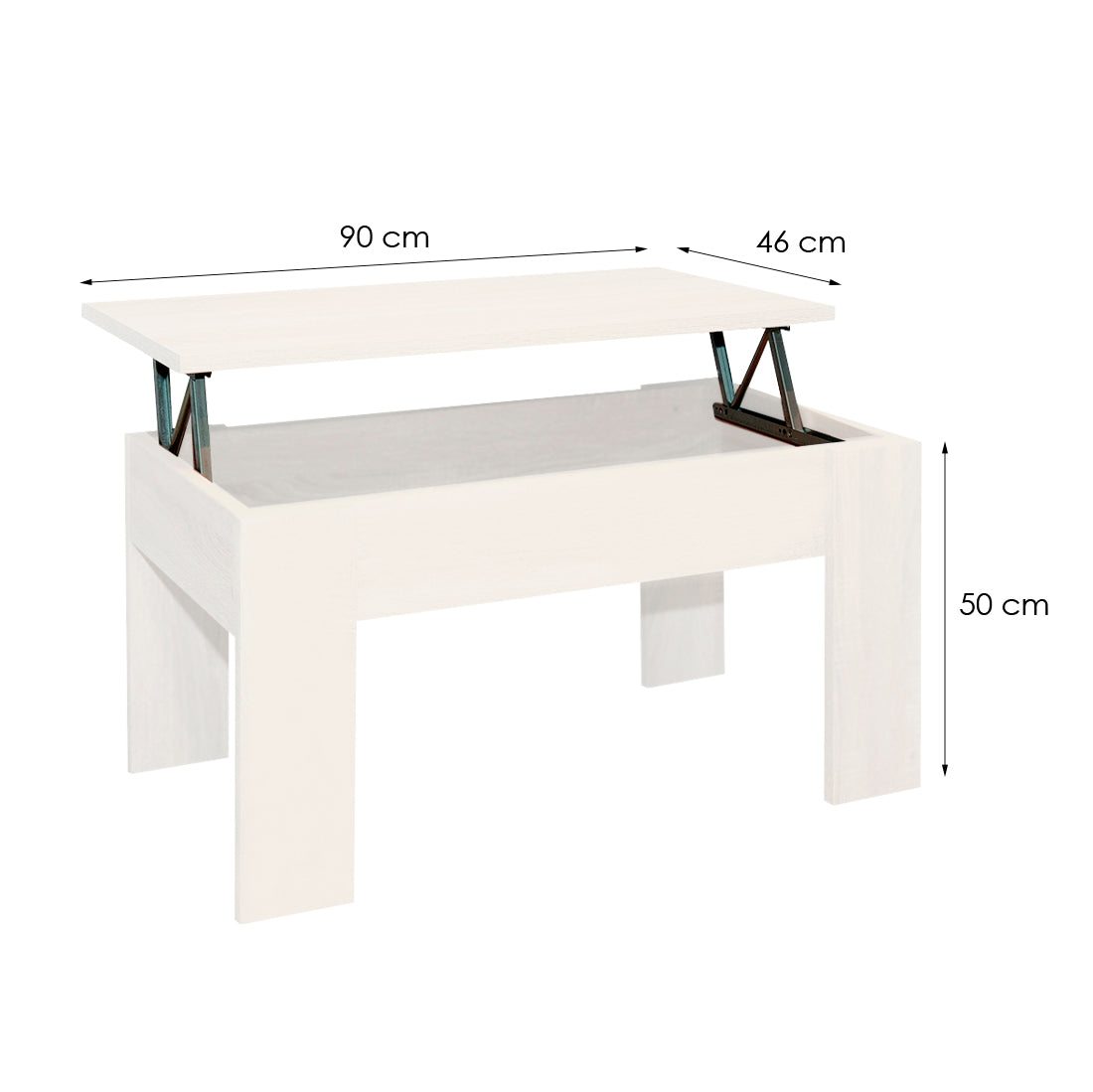 Mesa de Centro Elevable Gala Blanco 46x90x50 cm