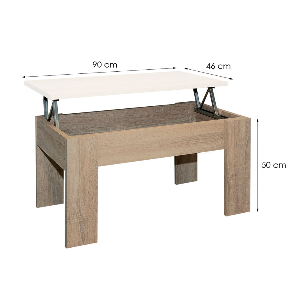 Mesa de Centro Elevable Gala Blanco Cambria 46x90x50 cm