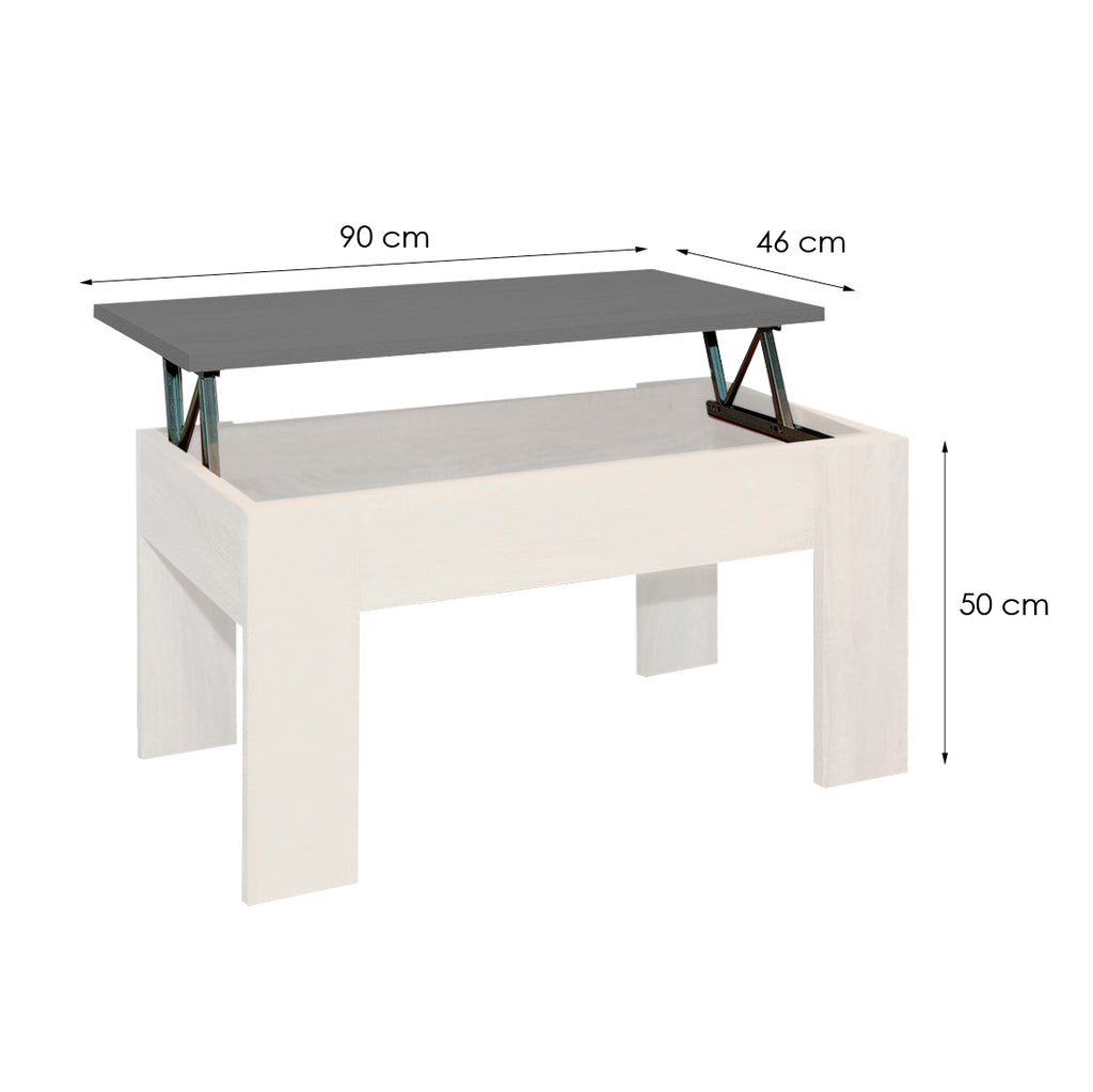 Mesa de Centro Elevable Gala Blanco Piedra 46x90x50 cm