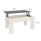 Mesa de Centro Elevable Gala Blanco Piedra 46x90x50 cm