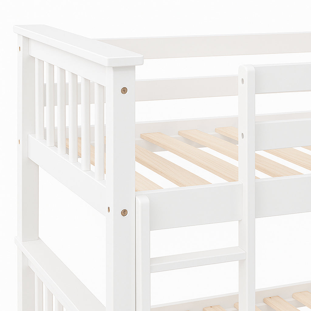 Litera de Madera Maciza con Somier y Escalera Lateral, Camila