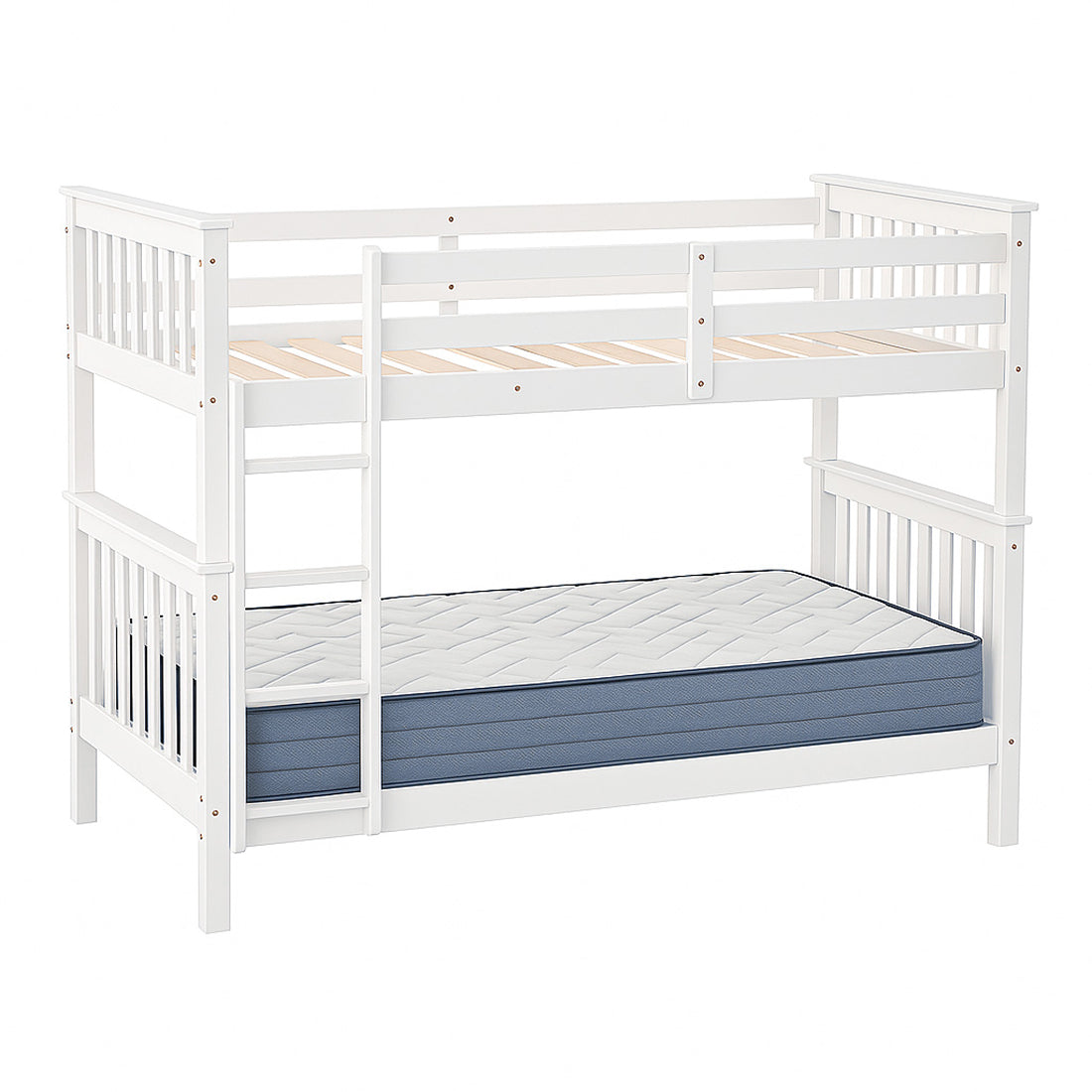 Litera de Madera Maciza con Somier y Escalera Lateral, Camila