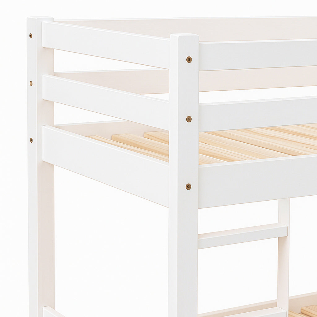 Litera de Madera Maciza con Somier y Escalera Lateral, Olivia