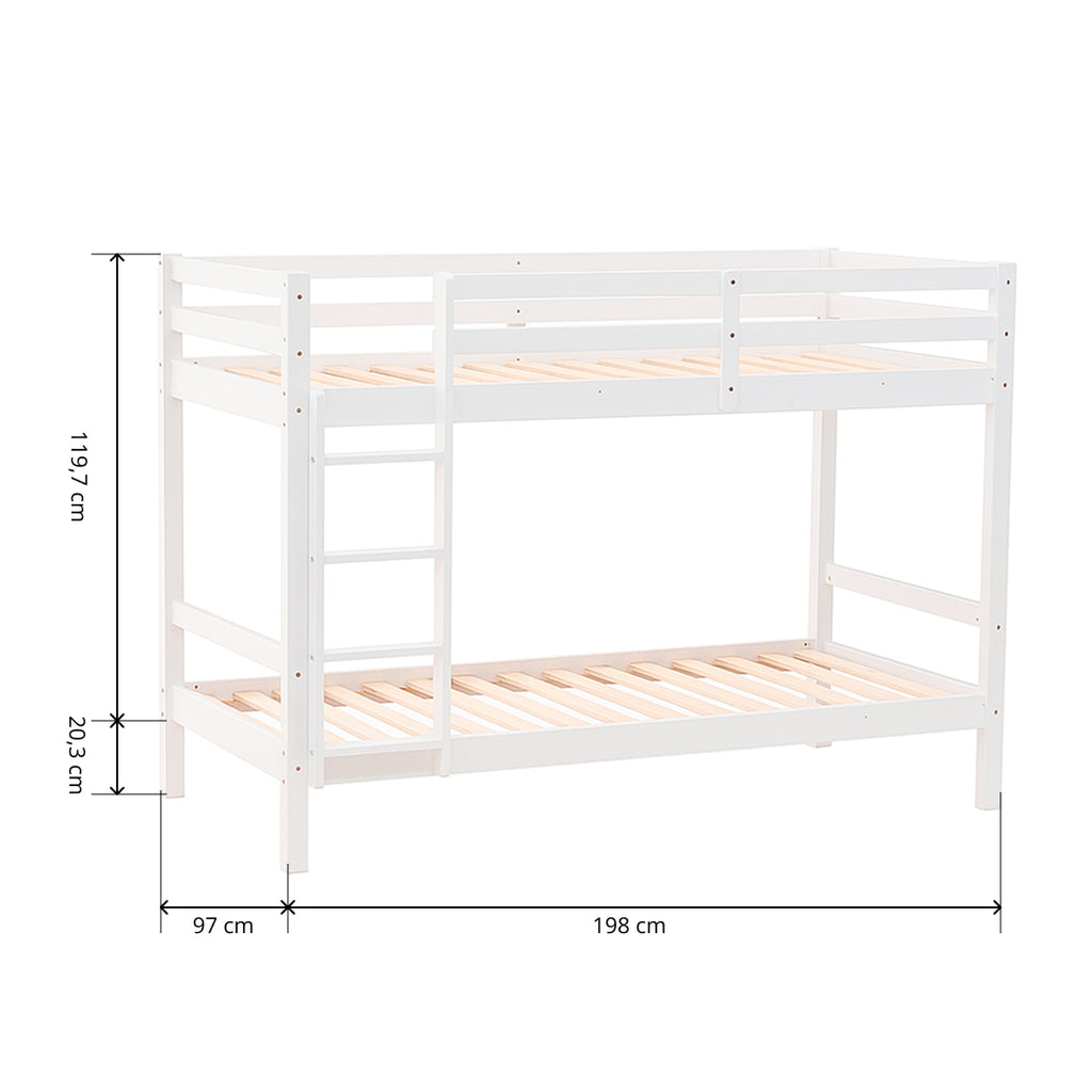 Litera de Madera Maciza con Somier y Escalera Lateral, Olivia