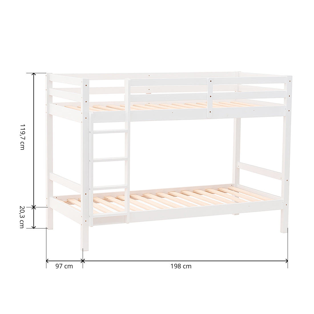 Litera de Madera Maciza con Somier y Escalera Lateral, Olivia